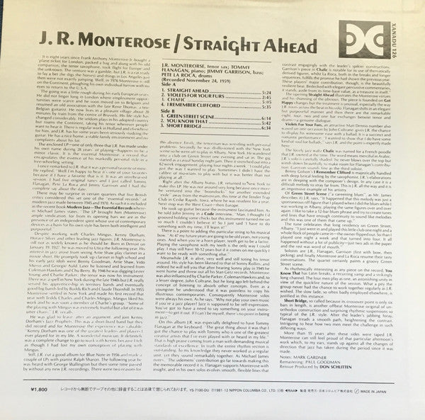 J.R. Monterose - Straight Ahead (LP, Album, Mono, RE, RM)