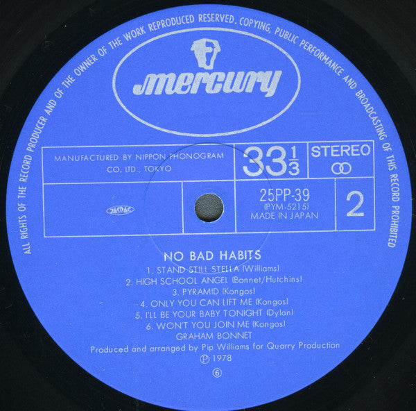 Graham Bonnet - No Bad Habits (LP, Album, RE)
