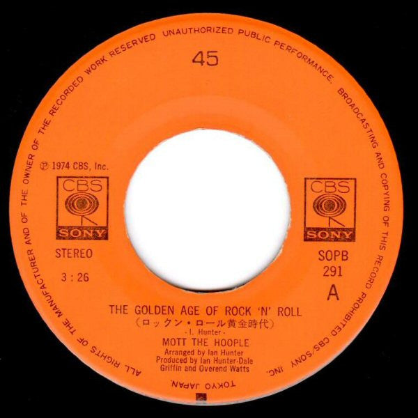 Mott The Hoople - The Golden Age Of Rock 'N' Roll (7"", Single)