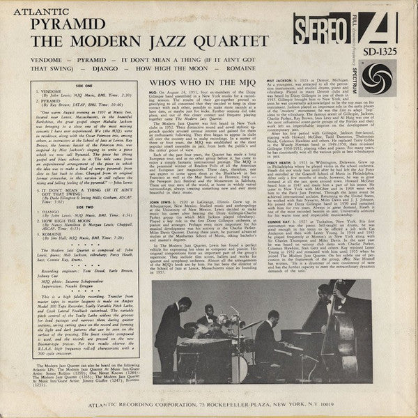 The Modern Jazz Quartet - Pyramid (LP, Album, RE)