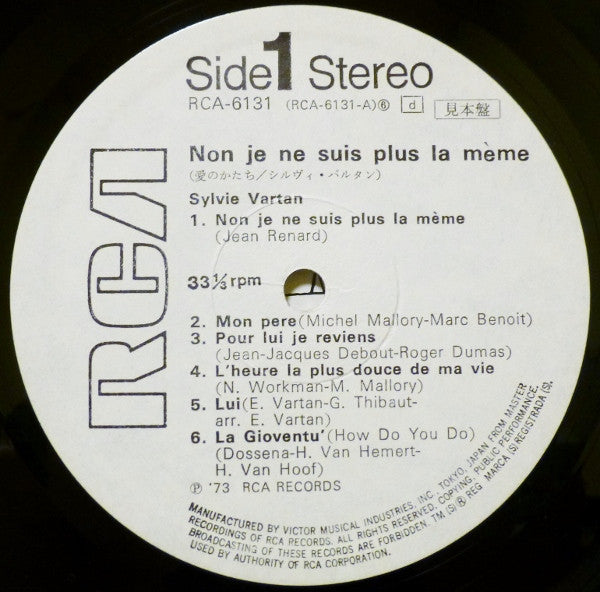Sylvie Vartan - Non Je Ne Suis Plus La Meme (LP, Comp, Promo, Gat)