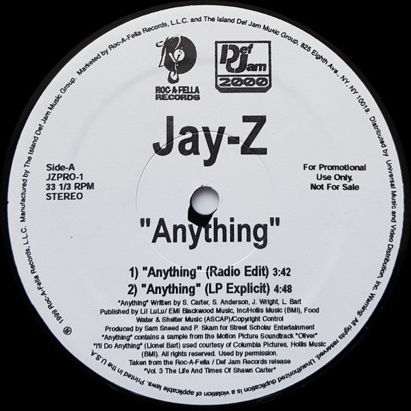 Jay-Z - Anything (12"", Promo)