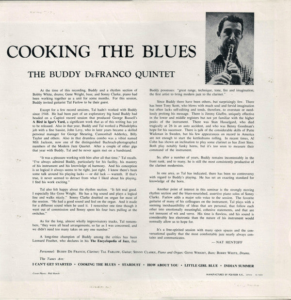 Buddy DeFranco Quintet - Cooking The Blues (LP, Album, Mono, RE)