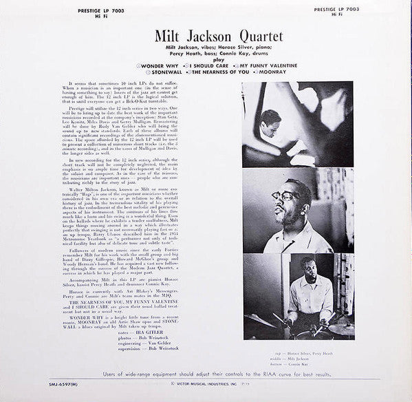 Milt Jackson - Milt Jackson Quartet (LP, Album, Mono, RE)