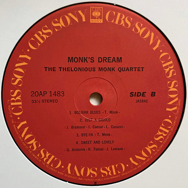 The Thelonious Monk Quartet - Monk's Dream (LP, Album, RE)