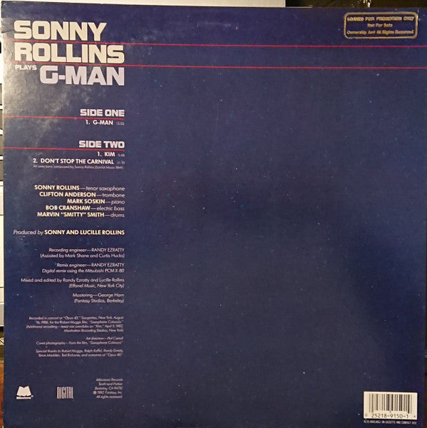 Sonny Rollins - Sonny Rollins Plays G-Man And Other Music For The S...