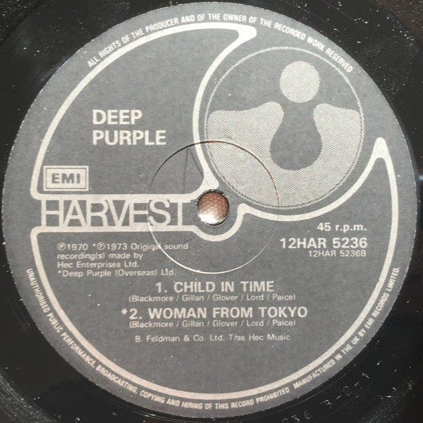 Deep Purple - Smoke On The Water (12"", Single)