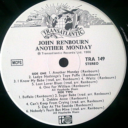 John Renbourn - Another Monday (LP, Album, RP)