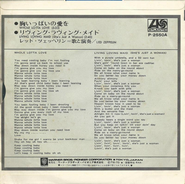Led Zeppelin - Whole Lotta Love (7"")