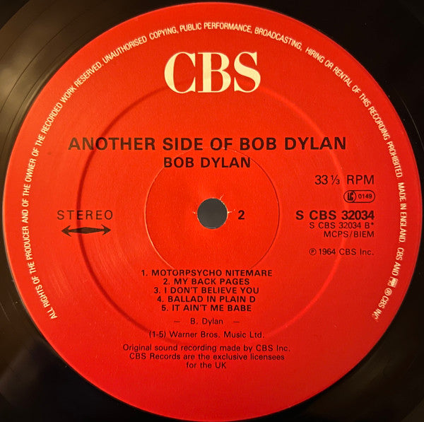 Bob Dylan -  Another Side Of Bob Dylan (LP, Album, RE, Red)