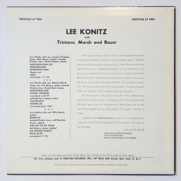 Lee Konitz - Subconscious-Lee(LP, Comp, Mono, RE, RM)