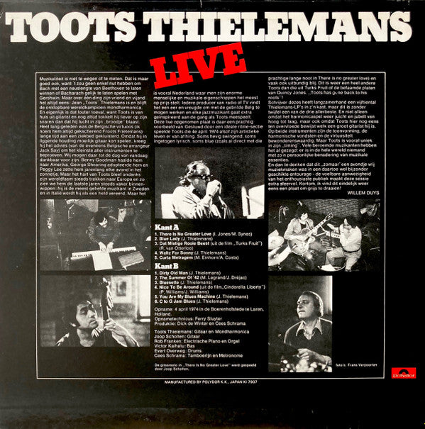 Toots Thielemans - Live (LP, Album)