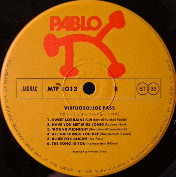 Joe Pass - Virtuoso (LP, Album)