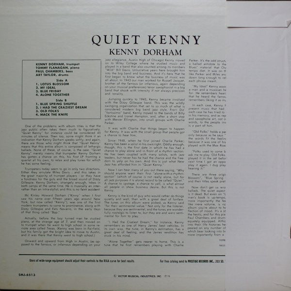 Kenny Dorham - Quiet Kenny (LP, Album, RE)