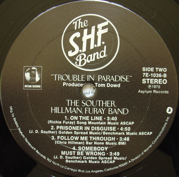 The Souther-Hillman-Furay Band - Trouble In Paradise (LP, Album, San)