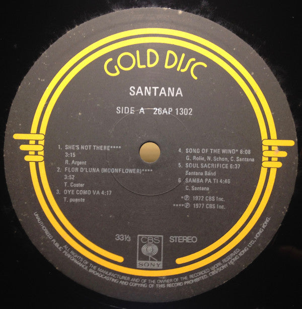 Santana - Gold Disc (LP, Album, Comp)
