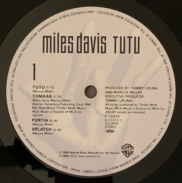 Miles Davis - Tutu (LP, Album)