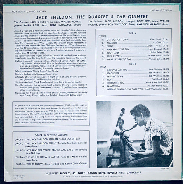 Jack Sheldon - The Quartet & The Quintet (LP, Comp, Ltd, RE)