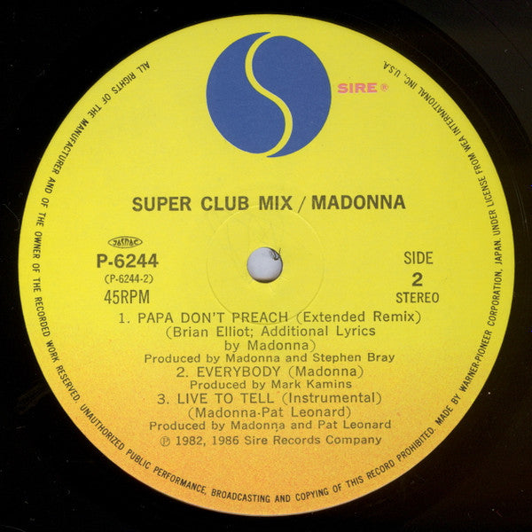 Madonna - True Blue (Super Club Mix) = スーパー･クラブ･ミックス(12", MiniAlbum...