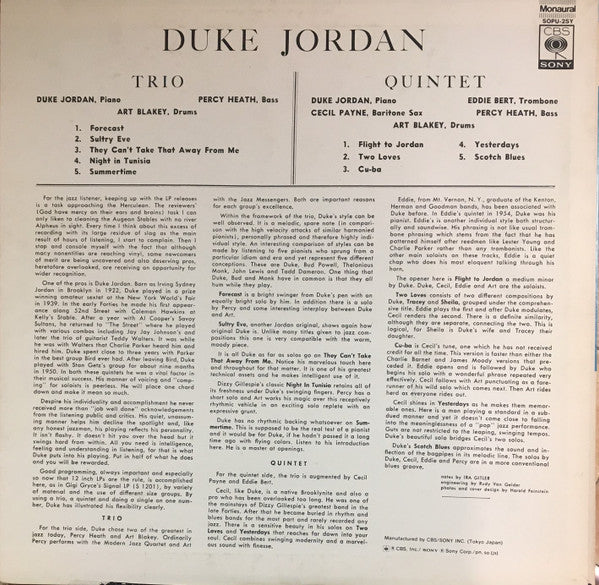 Duke Jordan - Duke Jordan (LP, Album, Mono, RE)