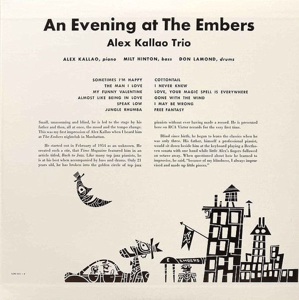 Alex Kallao Trio - An Evening At The Embers (LP, Album, Mono, RE)