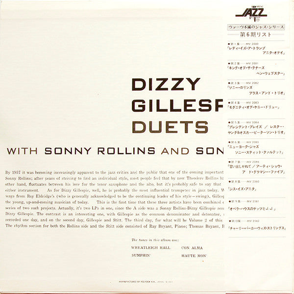 Dizzy Gillespie - Duets(LP, Album, Mono, RE)