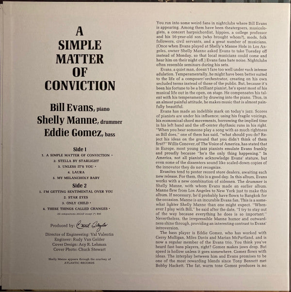 Bill Evans - A Simple Matter Of Conviction(LP, Album, RE)