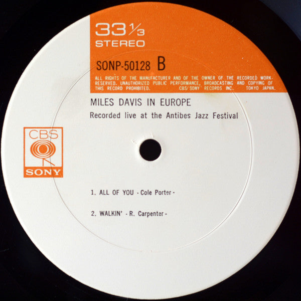 Miles Davis - Miles Davis In Europe (LP, Album, RE)