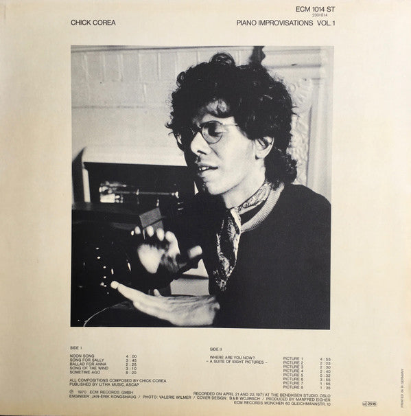 Chick Corea - Piano Improvisations Vol. 1 (LP, Album, RE)