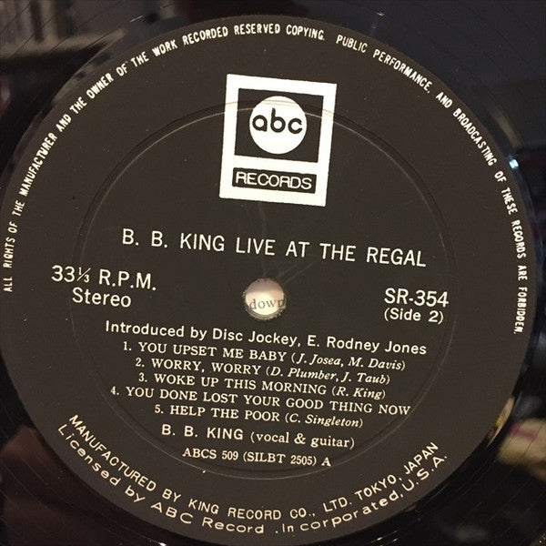 B.B. King - Live At The Regal (LP, Album, RE)