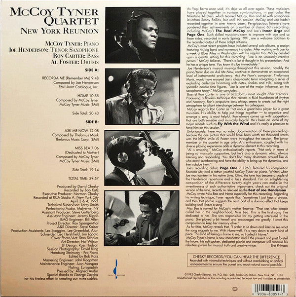 McCoy Tyner Quartet - New York Reunion (LP, Album, Ltd, 180)