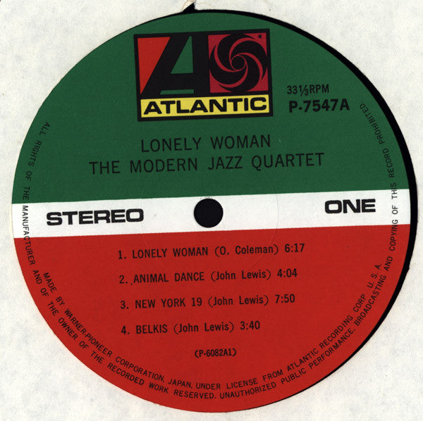 The Modern Jazz Quartet - Lonely Woman (LP, Album, RE)