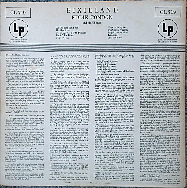 Eddie Condon And His All-Stars - Bixieland (LP, Album)