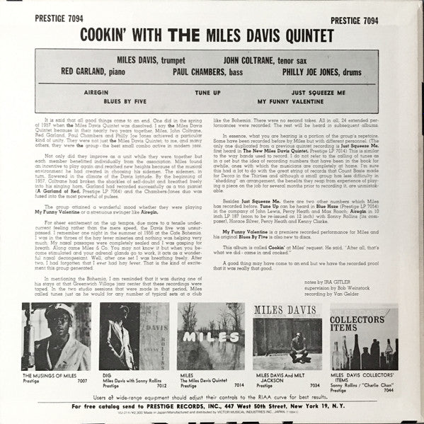 The Miles Davis Quintet - Cookin' With The Miles Davis Quintet(LP, ...