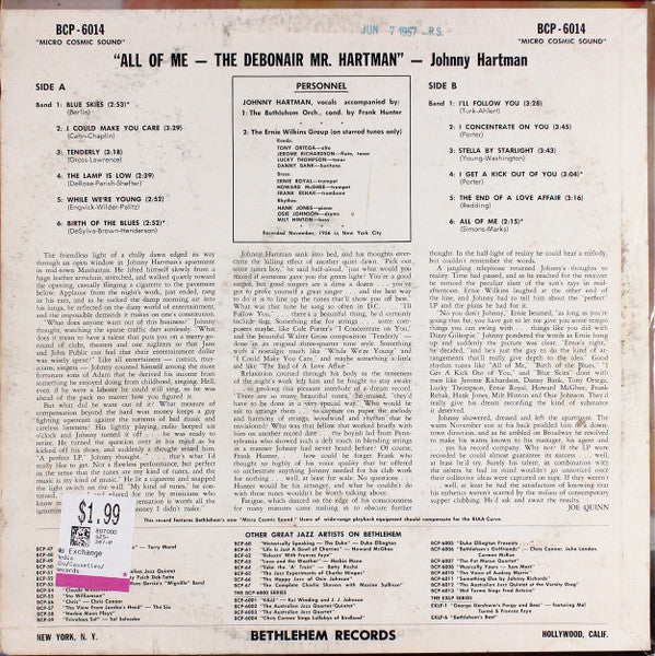 Johnny Hartman - All Of Me-The Debonair Mr. Hartman (LP, Album, Mono)