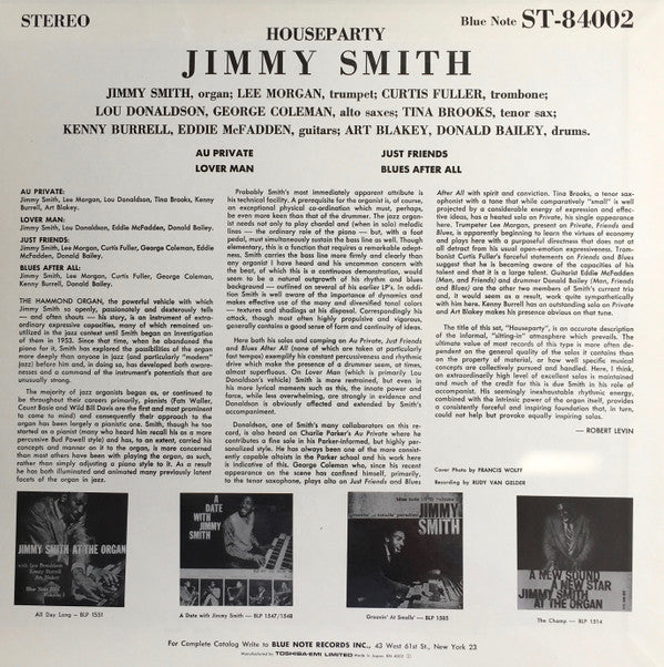 Jimmy Smith - House Party (LP, Album, Ltd, RE)