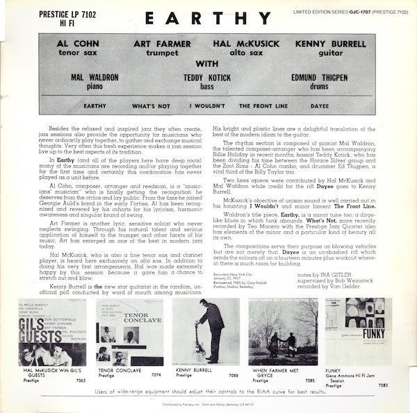 The Prestige All Stars - Earthy (LP, Album, Mono, Ltd, RE, RM, Aud)