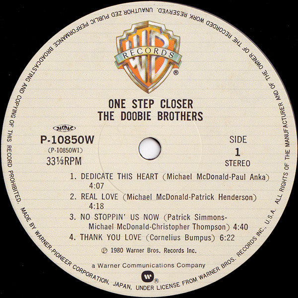 The Doobie Brothers - One Step Closer (LP, Album, Emb)