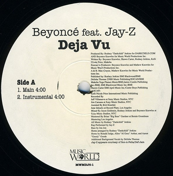 Beyoncé Feat. Jay-Z - Deja Vu (12"")