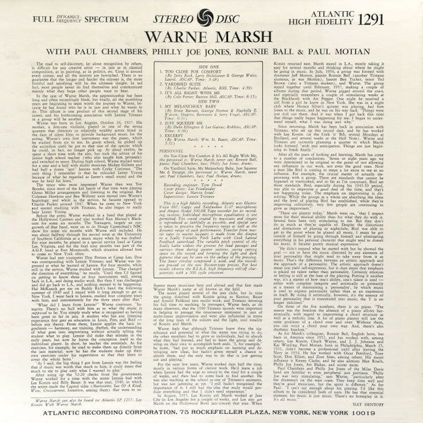Warne Marsh - Warne Marsh (LP, Album)