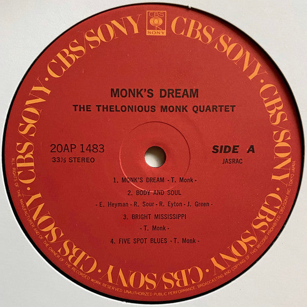 The Thelonious Monk Quartet - Monk's Dream (LP, Album, RE)