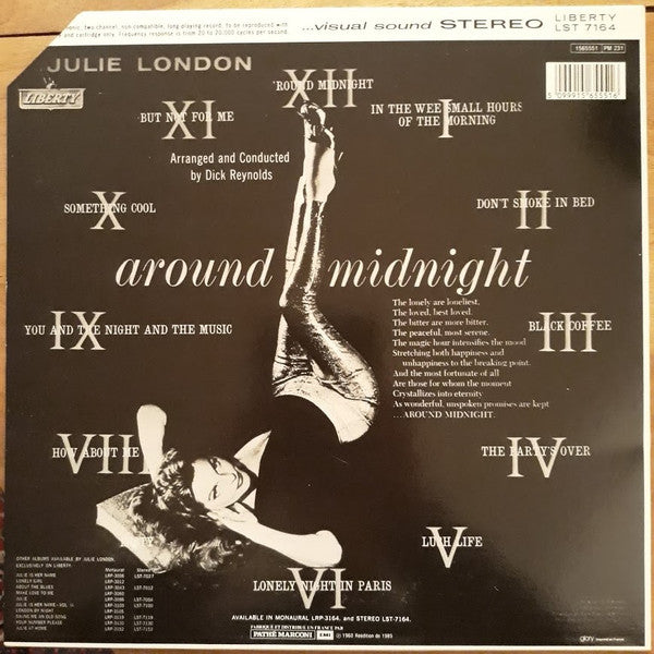 Julie London - Around Midnight (LP, Album, RE, Emb)