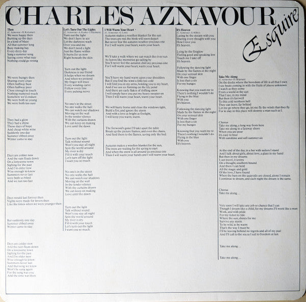 Charles Aznavour - Esquire (LP, Album)