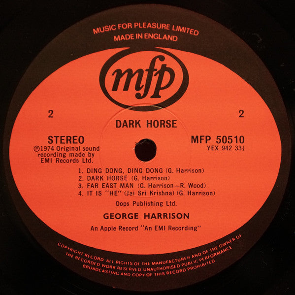 George Harrison - Dark Horse (LP, Album, RE)