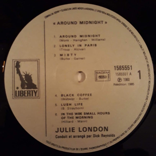 Julie London - Around Midnight (LP, Album, RE, Emb)
