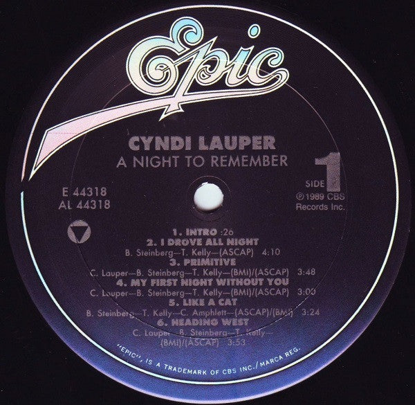 Cyndi Lauper - A Night To Remember (LP, Album)