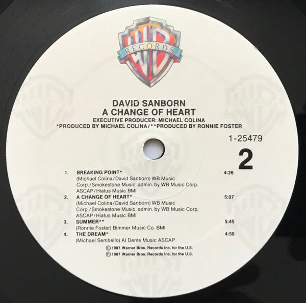 David Sanborn - A Change Of Heart (LP, Album, All)