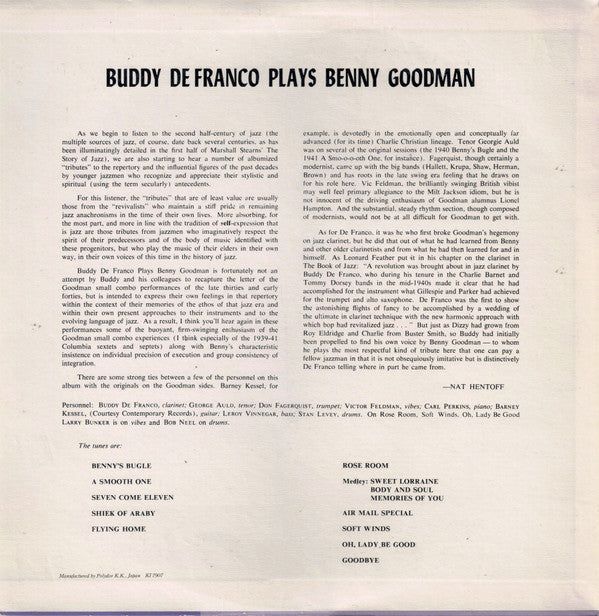 Buddy DeFranco - Buddy DeFranco Plays Benny Goodman(LP, Album, Mono...