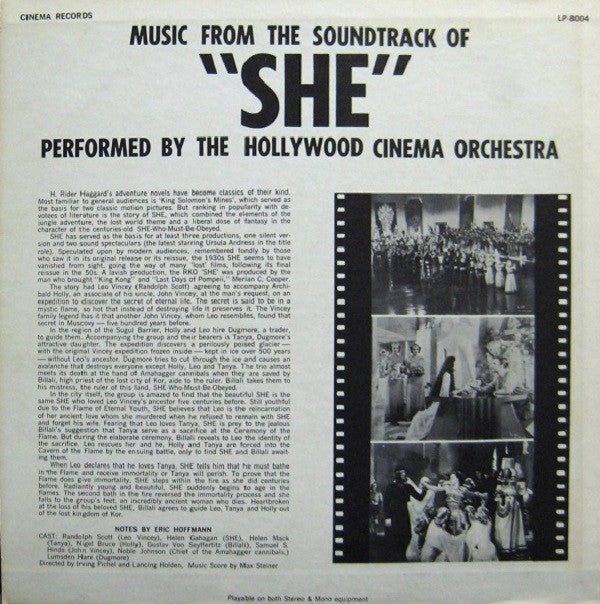 The Hollywood Cinema Orchestra - Music From The Soundtrack Of ""She...