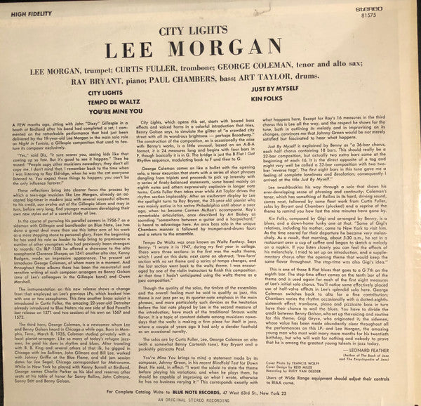 Lee Morgan - City Lights (LP, Album, RE)